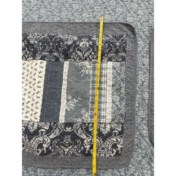 Country Living Quilt Denim Blue Patchwork Queen Quilt Set Cotton 80x84 (2) Shams - Picture 10 of 14
